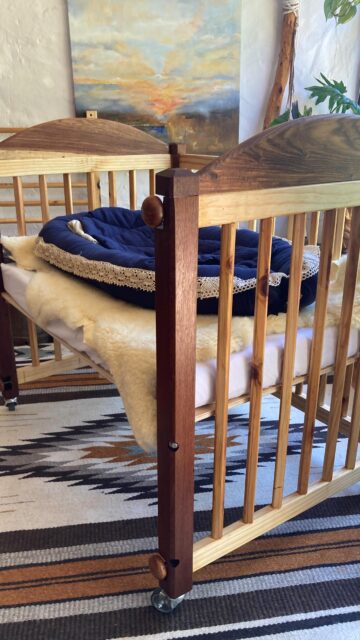 Possibly our most meaningful build yet… ❤️‍🔥
The co-sleeping crib for Little Baby WoodKnot.

✨Removable side panel 
👍🏼Mattress base board drops down to lower level for 1 year and up cot 
🛞Wheels for easy relocation 
🚪Fits through standard door
👶🏼Built to fit standard camp cot mattress 
🪵Pine and kiaat wood combo 
📶Crib bars meet standard safety dimensions 

#customcribbuil #babycot #cosleeping #babyfurniture